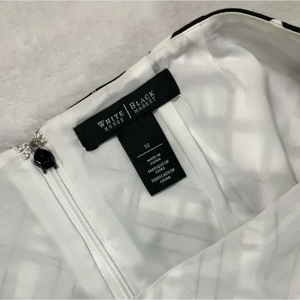 WHITE HOUSE‎ BLACK MARKET | Black White Pencil Skirt Abstract Grid | Size 12 - Picture 5 of 11
